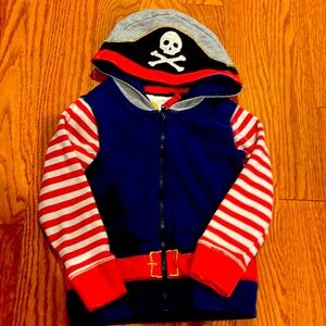 Mini Boden pirate zip up hoodie with lots of details! Size 3-4y